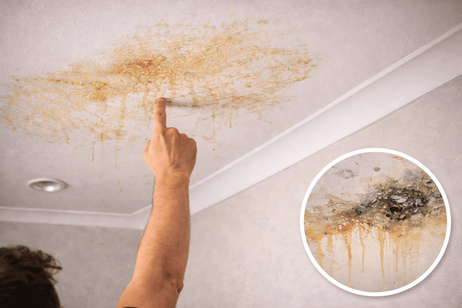 Beginnende lekkage plafond